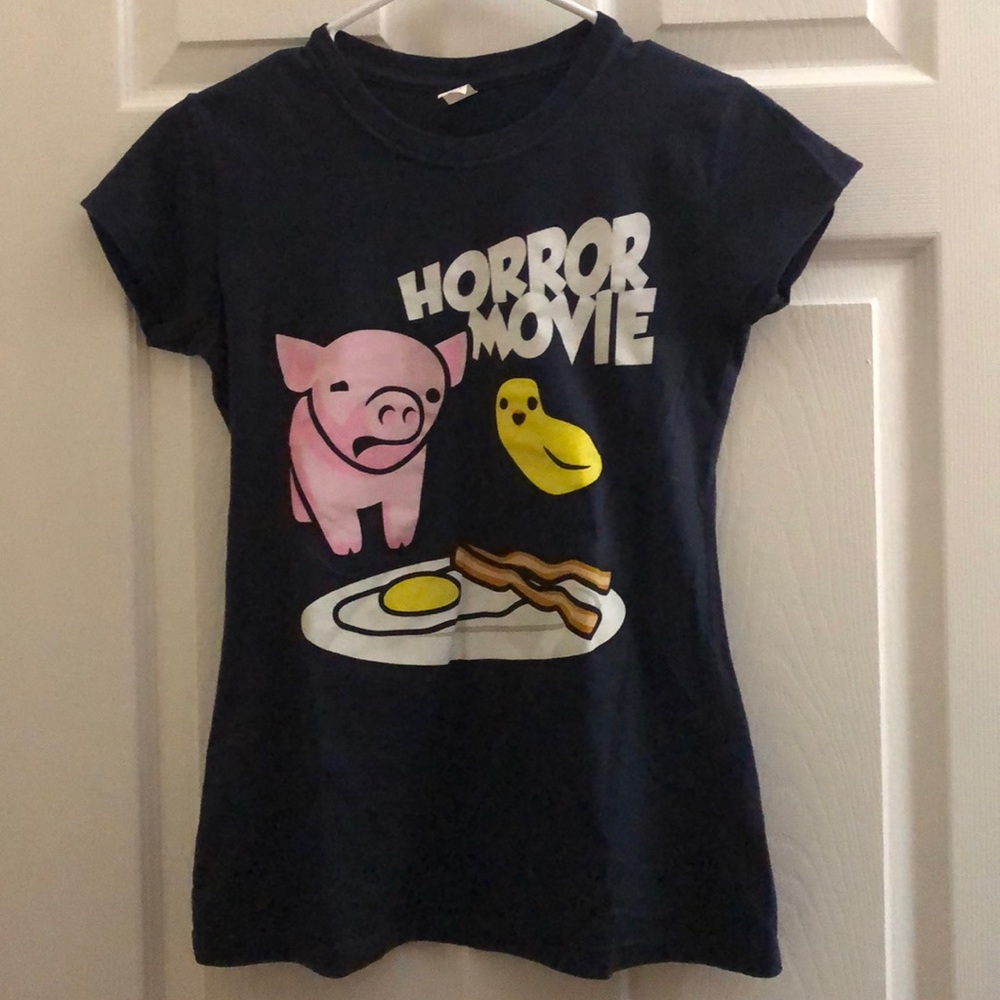 Bacon & Eggs Tshirt Piggy & Chick Horror Movie - Picture 1 of 8